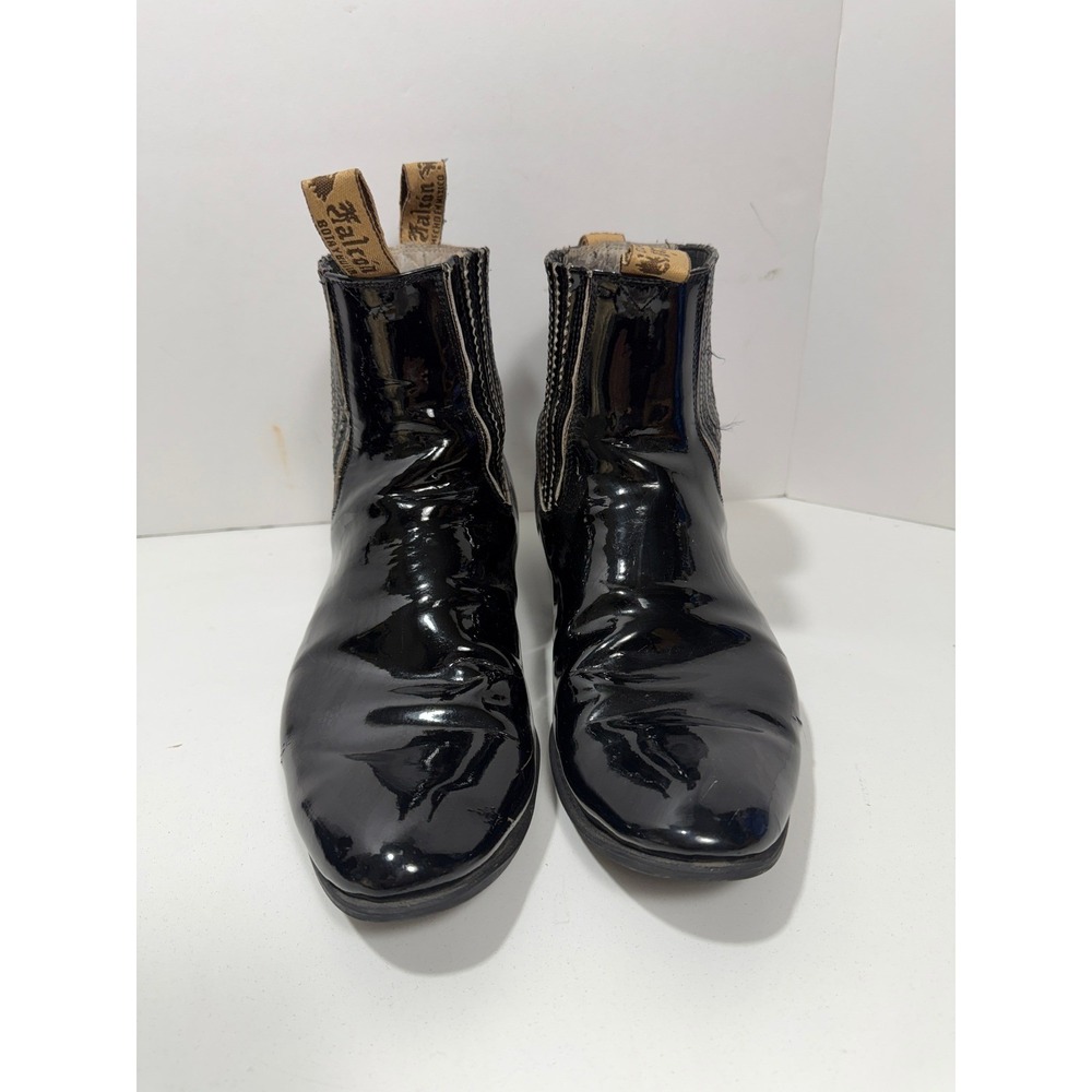 Falcon Bota y Botin Black Patent Leather Chelsea Boots Made Mexico‎ rodeo boots - Picture 2 of 11